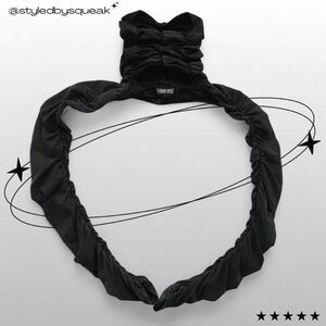 Dolls Kill Darker Wavs Black Acid Wash Ruched Gathered Long Sleeve Shrug Small